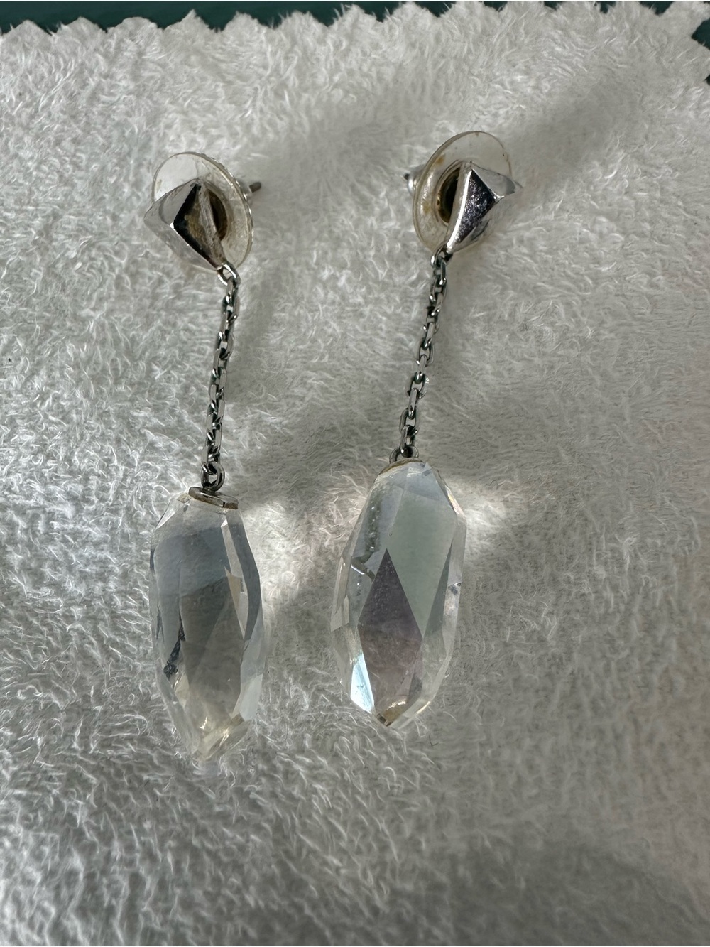 Swarovski Sterling Silver Clear Crystal Drop Earrings